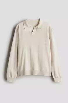 Свитер поло из тонкой вязки H&M, бежевый