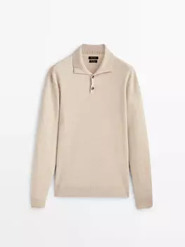 Свитер-поло Massimo Dutti, бежевый