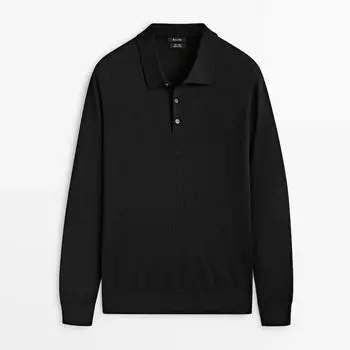 Свитер-поло Massimo Dutti, черный