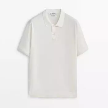 Свитер-поло Massimo Dutti Cotton-silk Blend, цвет слоновой кости