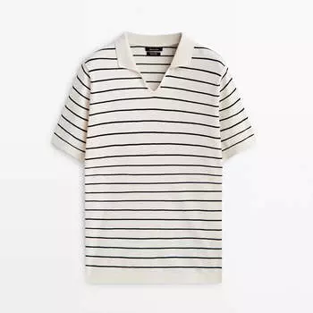 Свитер поло Massimo Dutti Striped, кремовый