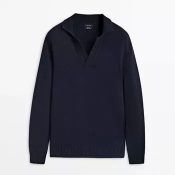 Свитер-поло Massimo Dutti, темно-синий