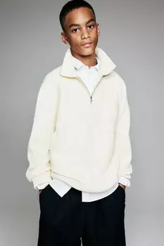 Свитер поло на молнии H&M, бежевый