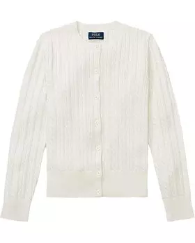Свитер Polo Ralph Lauren Kids Cable Knit Cotton Cardigan, цвет Warm White/French Pink Pony Player