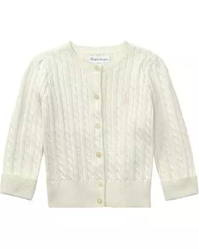 Свитер Polo Ralph Lauren Kids Cable-Knit Cotton Cardigan, цвет Warm White/French Pink Pony Player