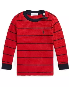 Свитер Polo Ralph Lauren Kids Striped Waffle Cotton Long Sleeve Tee, цвет Rl2000 Red/Rl Navy