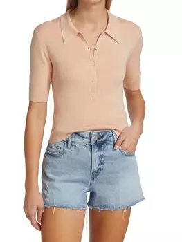 Свитер-поло с короткими рукавами укороченного кроя Frame Beige