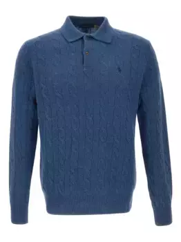 Свитер-поло с косичной вязкой POLO RALPH LAUREN, синий
