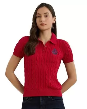 Свитер-поло с логотипом Anchor Cable Knit Ralph Lauren, красный