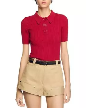 Свитер поло Sandro, красный