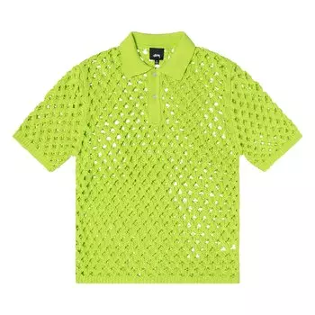 Свитер-поло Stussy в крупную сетку, цвет Лайм