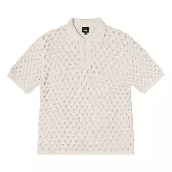 Свитер-поло Stussy в крупную сетку, цвет Слоновая кость