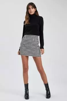 Свитер-Поло тонкой вязки Defacto, черный