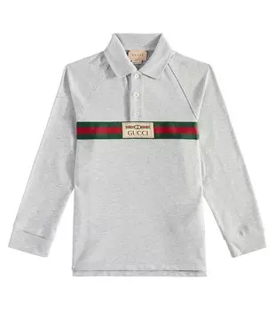 Свитер-Поло Web из смесового хлопка Gucci, серый