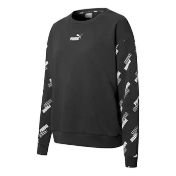 Свитер power aop crew sweater 'black' Puma, черный