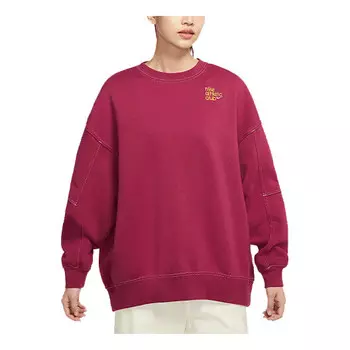 Свитер printing fleece sports round neck light brown red hoodie Nike, бежевый