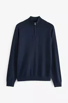 Свитер приталенного кроя на короткой молнии River Island, синий