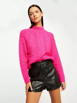 Свитер прямого кроя с высоким воротником Morgan, розовый