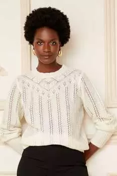 Свитер-Пуантелле с контрастным бантом сзади Love & Roses, белый