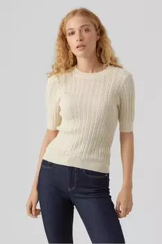 Свитер-Пуантелле с рукавами-фонариками Vero Moda, бежевый