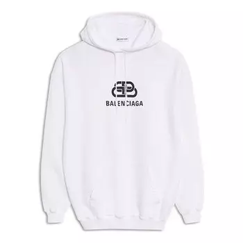 Свитер pullover drawstring hoodie white Balenciaga, белый