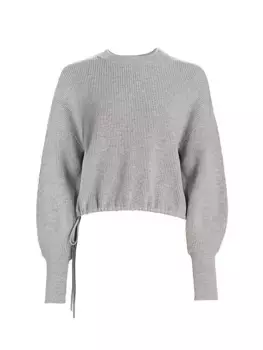 Свитер-пуловер с длинными манжетами и завязкой на талии The Sei, цвет platinum