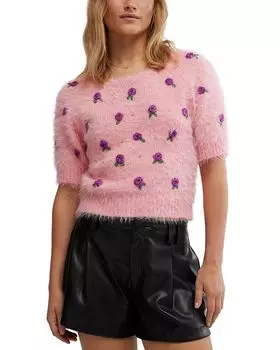 Свитер-пуловер с круглым вырезом Winter Blooms Free People, розовый