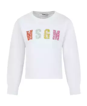 Свитер R с разноцветным логотипом Msgm, белый