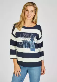 Свитер Rabe с рукавами 3/4 и принтом, цвет морской волны