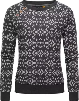 Свитер Ragwear с круглым вырезом "Darria Aztec", легкий женский свитер с классным принтом, серый