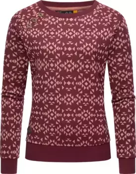 Свитер Ragwear с круглым вырезом "Darria Aztec", легкий женский свитер с классным принтом, красный