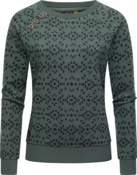 Свитер Ragwear с круглым вырезом "Darria Aztec", легкий женский свитер с классным принтом, зеленый
