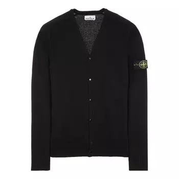 Свитер raw hand cotton knitted cardigan 'black' Stone Island, черный