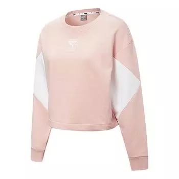 Свитер rebel crew cropped training sweatshirt 'pink white' Puma, розовый