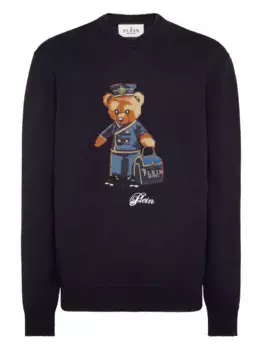 Свитер Reception Teddy Bear с вышивкой Philipp Plein, синий