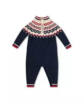 Свитер реглан с длинными рукавами и молнией Layette Baby, комбинезон для новорожденных Hope & Henry, синий