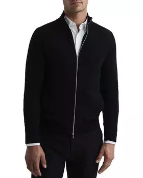 Свитер REISS Hampshire с длинными рукавами и молнией из шерсти мериноса, черный