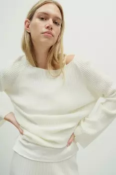 Свитер рельефной вязки H&M, бежевый