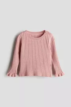 Свитер рельефной вязки H&M, розовый