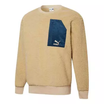Свитер retro sherpa crew neck sweatshirt 'brown' Puma, коричневый