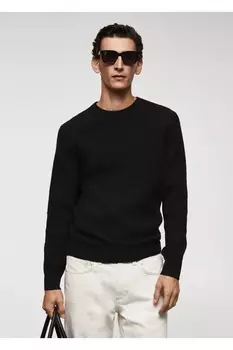 Свитер резиновой вязки трикотаж Mango, темно-синий