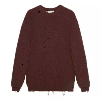 Свитер rib knit wool oversize jumper 'brown' Gucci, коричневый