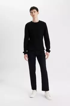 Свитер Рипсен с овальным вырезом DeFacto, черный