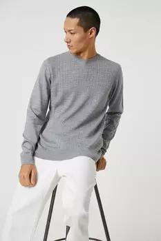 Свитер Рипсен с овальным вырезом Koton, серый