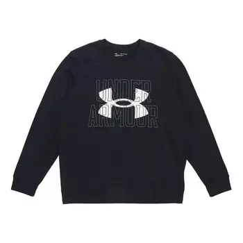 Свитер rival terry logo crew sweatshirt 'black' Under Armour, черный