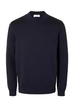 Свитер "Роберт" вязаный, манжеты в рубчик, мужской SELECTED, цвет 186839 Sky Captai