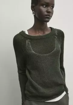 Свитер Round Neck Massimo Dutti, цвет dark green