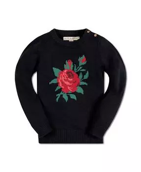 Свитер розового цвета с интарсией с длинными рукавами для маленьких девочек Hope & Henry, черный