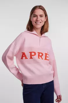 Свитер - Розовый - Классический крой PIECES, розовый