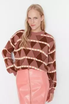 Свитер - Розовый - Классический крой Trendyol, розовый